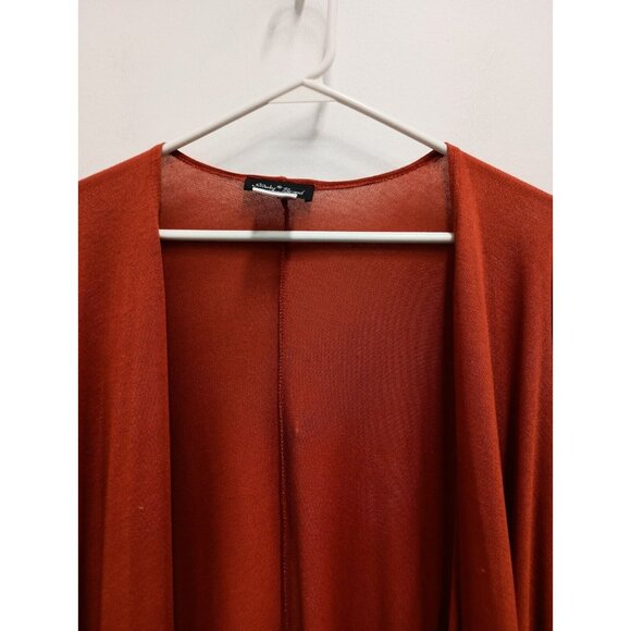 Slinky Brand Womens Cardigan Size 2X Orange Dolman Open Front Oversized BOHO - Picture 2 of 8